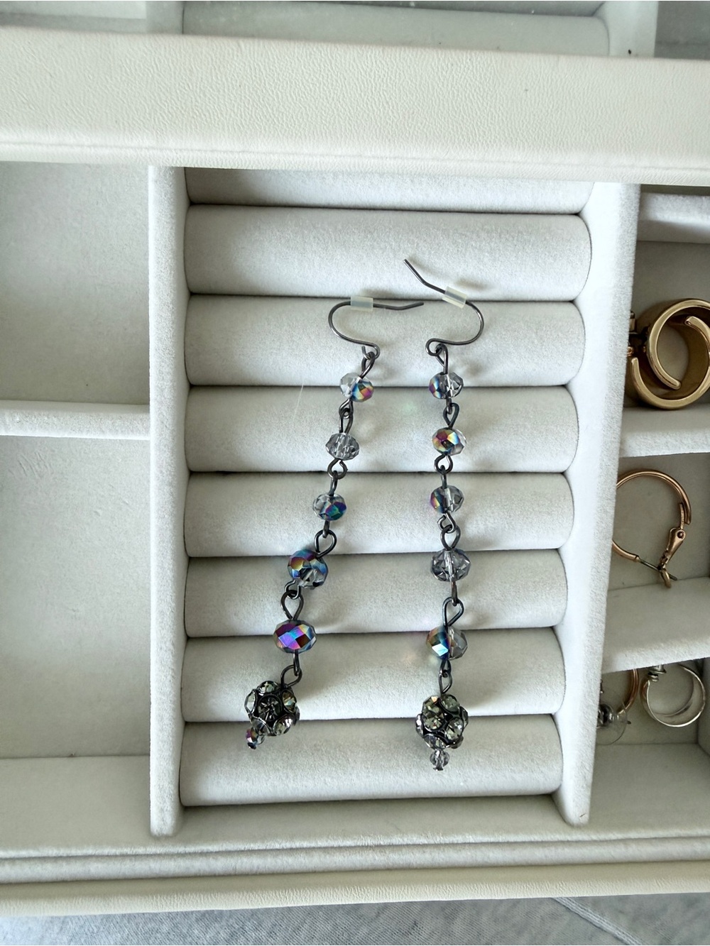 Long Iridescent Crystal Dangle Earrings - Women's Jewelry
